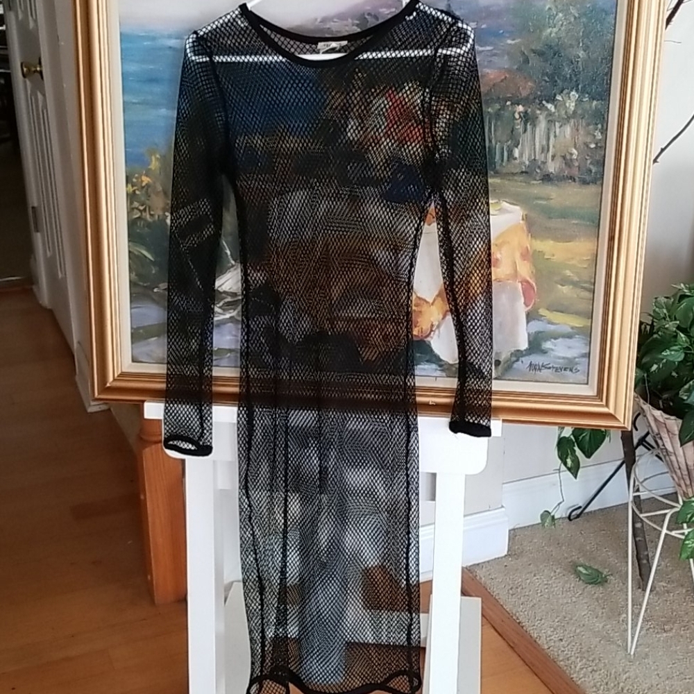 Black Fish Hole Midi Dress